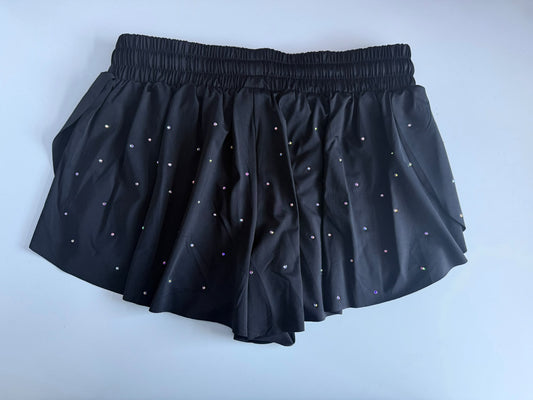 Black rhinestone butterfly shorts