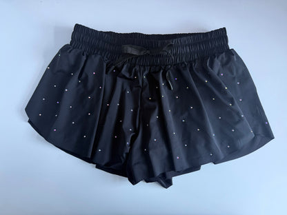 Black rhinestone butterfly shorts