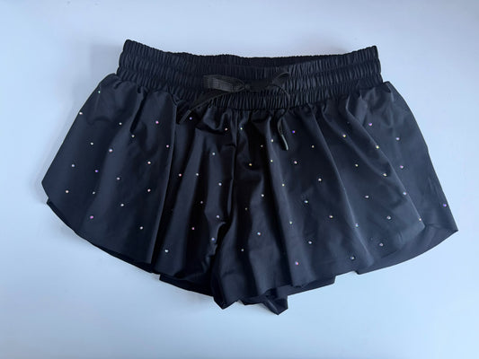 Black rhinestone butterfly shorts