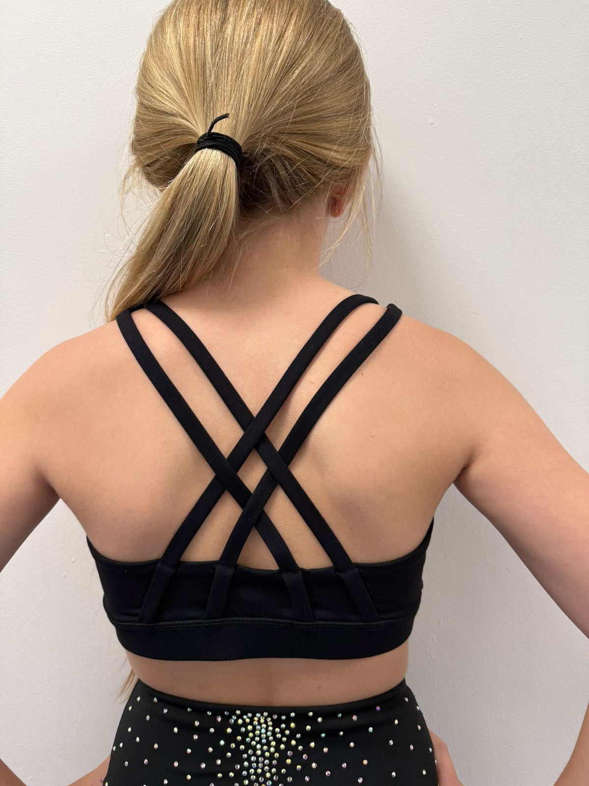 Rhinestone sports bra with crossover straps - Adult and Child