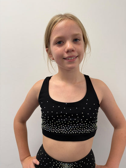 Rhinestone sports bra with crossover straps - Adult and Child