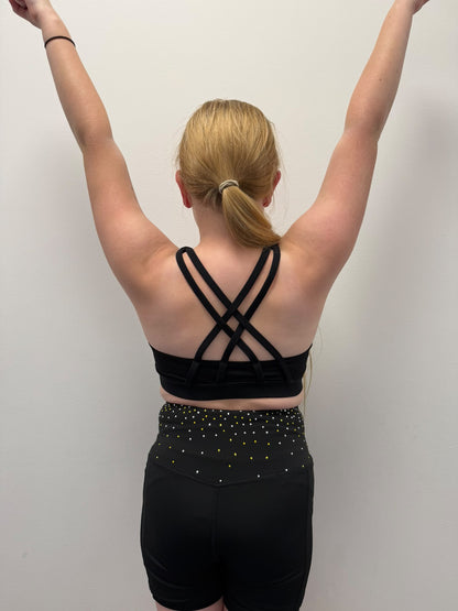 Rhinestone sports bra with crossover straps - Adult and Child