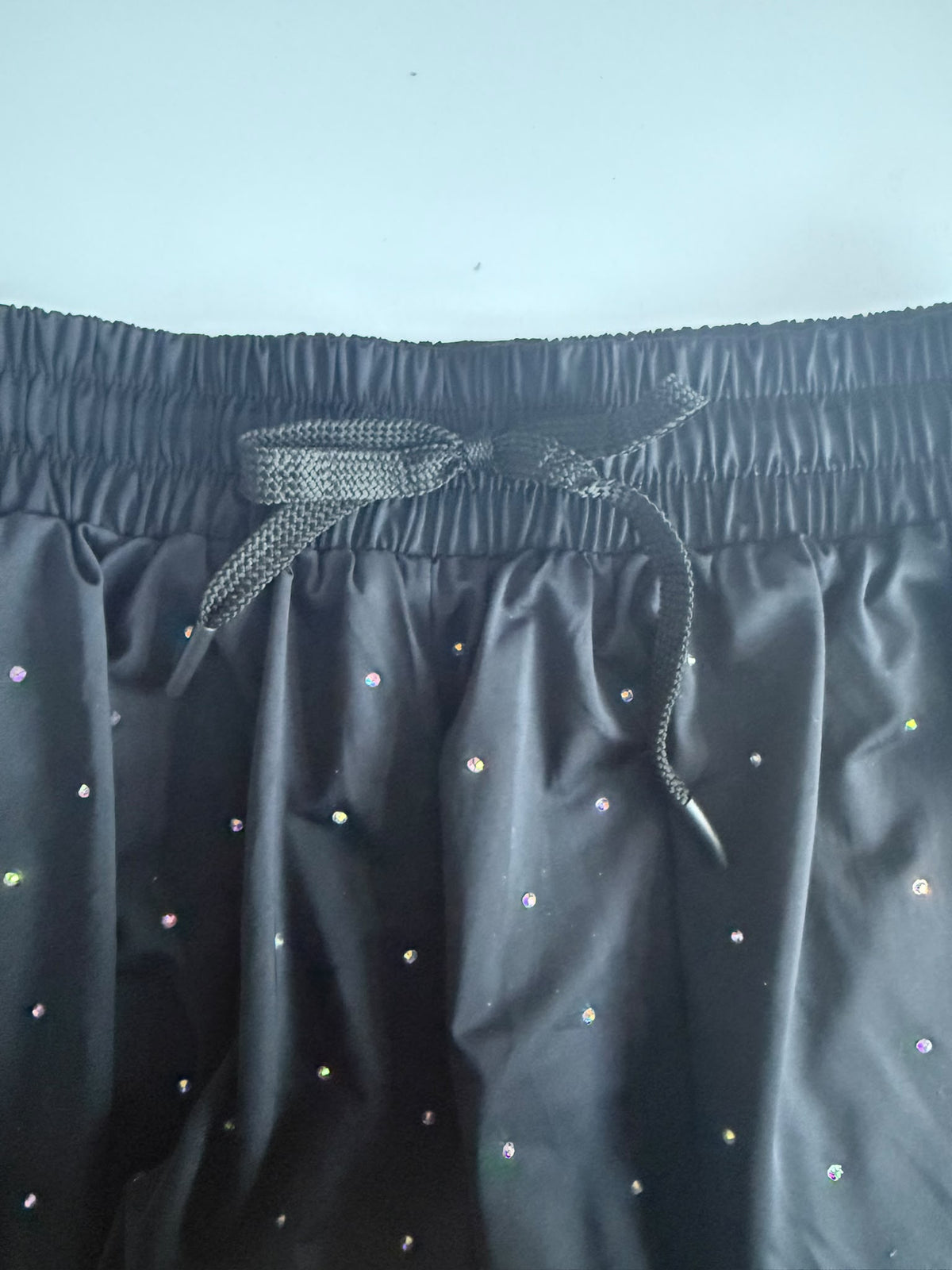 Black rhinestone butterfly shorts